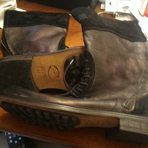 Just cavalli men leather round toe combat boots